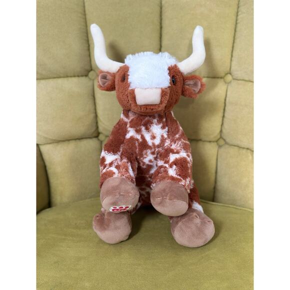 Build-A-Bear Longhorn Steer Bevo Plush Brown White Horned Cow 16” Retired 2023 - Picture 8 of 13